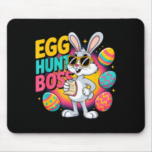 Mousepad Caça ao ovo coelho engraçado chefe retrô