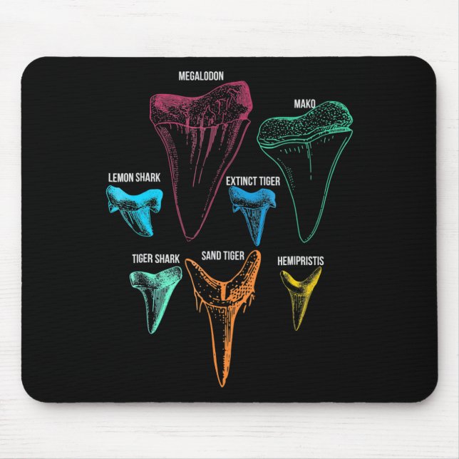 Mousepad Caça aos dentes de tubarão - Presentes de tubarão  (Frente)