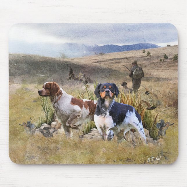 Mousepad Caça de codorniz com uma Bretanha espanhola, Arte (Frente)
