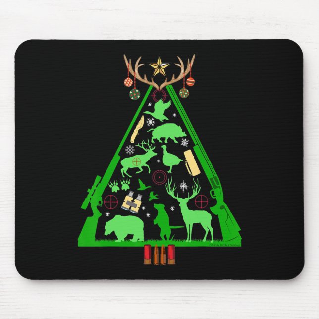 Mousepad Caça Divertida De Veado E Elk Hunter Árvore De Nat (Frente)