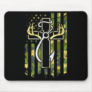 Mousepad Caça Pesca Fé Cruz Veado Chifres Americano