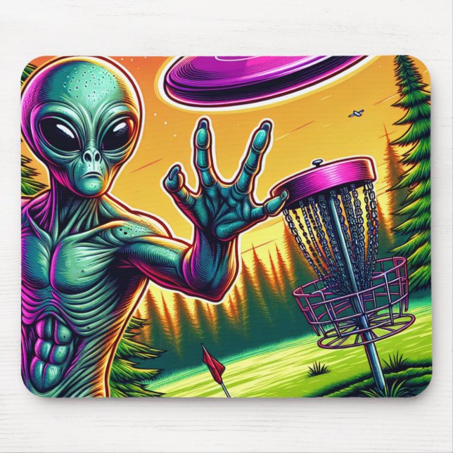 Mousepad Caçador de Golfe de Disco Extraterrestre e Voador (Frente)