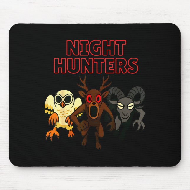 Mousepad Caçadores Noturnos. 3 Animais Na Floresta. Gamer L (Frente)