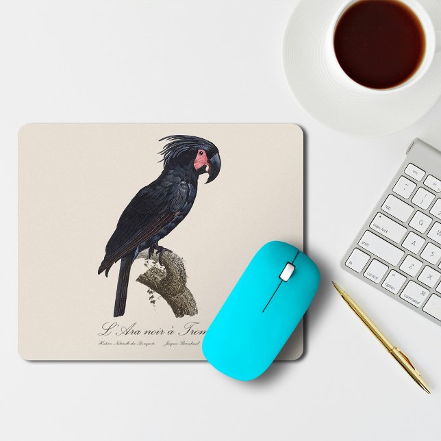Mousepad Cacatua-de-bico-longo, Probosciger aterrimus papag (L' Ara Noir a Trompe / Palm Cockatoo. Mouse Pad)