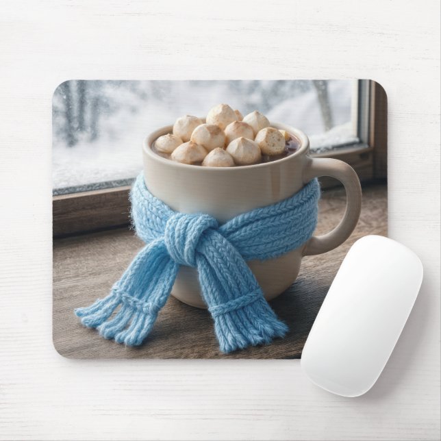 Mousepad Cacau Quente Com Cachecol de Inverno (Com mouse)