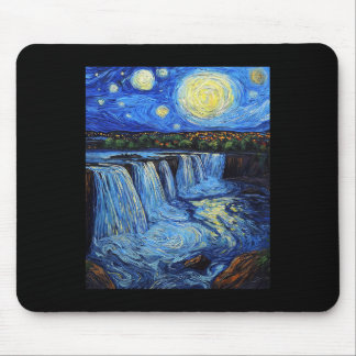 Mousepad Cachoeira de Niagara - Estilo Van Gogh - Noite Est