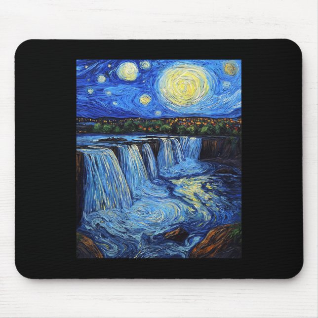 Mousepad Cachoeira de Niagara - Estilo Van Gogh - Noite Est (Frente)