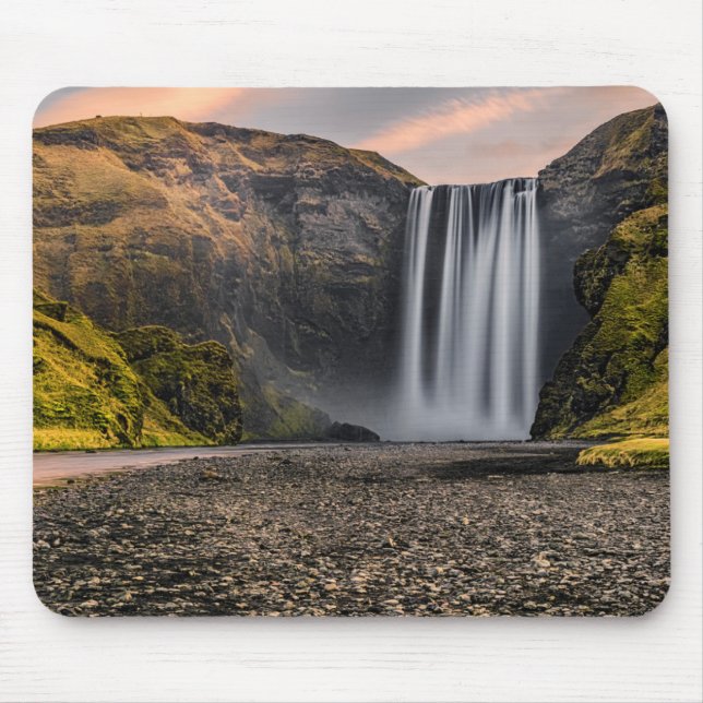 Mousepad Cachoeira de Skogafoss no nascer do sol da manhã (Frente)