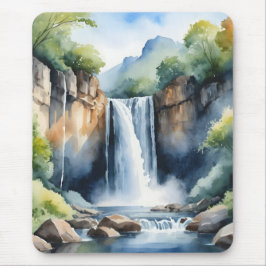 Mousepad Cachoeira pintada com aquarela