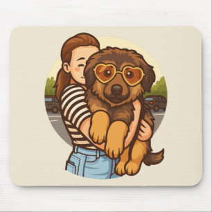 Mousepad Cachorrinho Fofo com Óculos de Sol em Forma de Cor