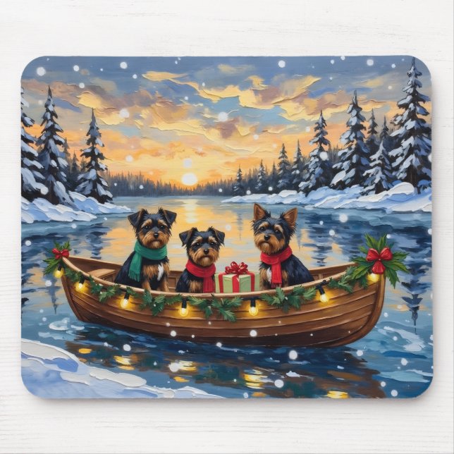 Mousepad Cachorro Affenpinscher Barco Natal Férias (Frente)