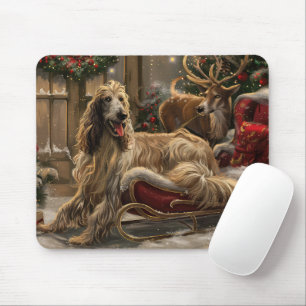 Mousepad Cachorro Afghan Hound Natal Festivo