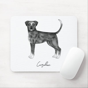 Mousepad Cachorro Alemão Em Preto E Branco E Nome Personali
