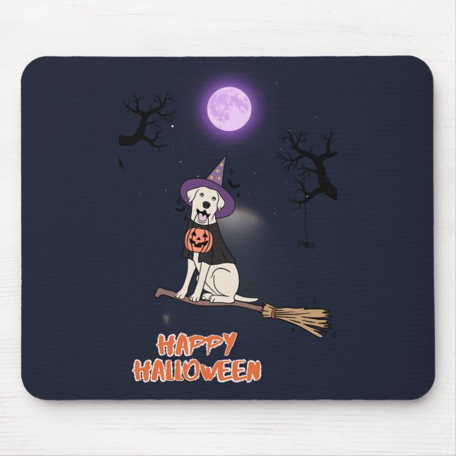 Mousepad Cachorro ao Luar – Cão de Halloween com Chapéu de  (Frente)