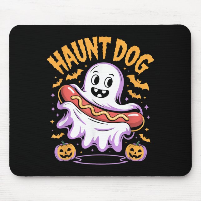 Mousepad Cachorro Assombrado Fantasma Engraçado Hotdog Hall (Frente)