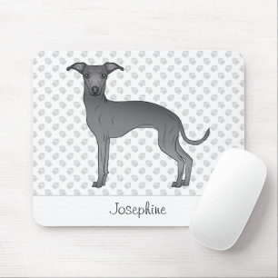 Mousepad Cachorro Azul Italiano Greyhound Fofo Com Nome Per