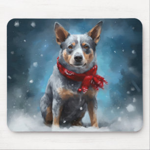 Mousepad Cachorro Azul no Natal da Neve