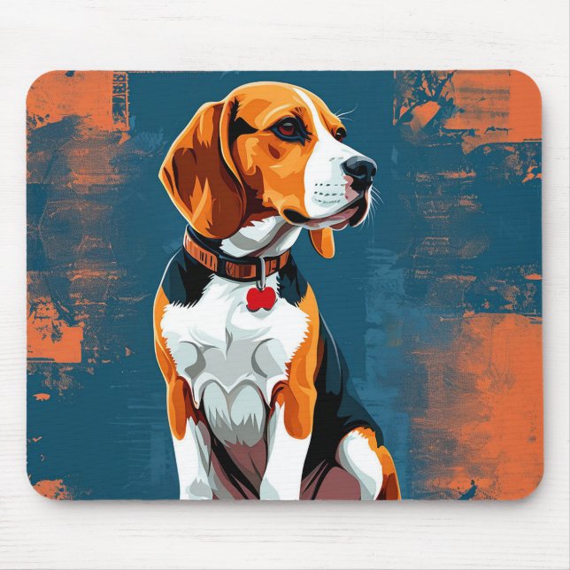 Mousepad Cachorro Beagle em Fundo Abstrato (Frente)