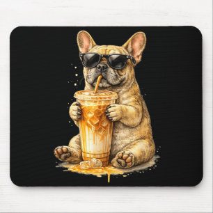 Mousepad Cachorro bebendo café gelado meme animal engraçado
