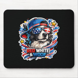 Mousepad Cachorro border collie engraçado vermelho branco e