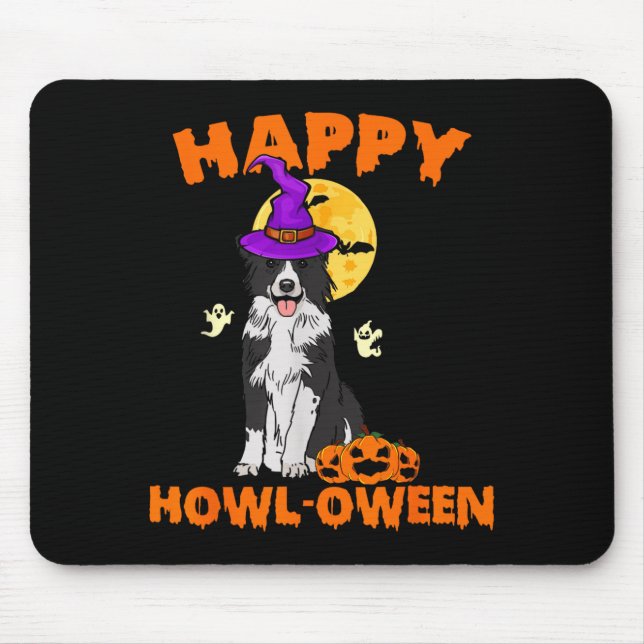 Mousepad Cachorro Border Collie Preto E Branco Bruxa Feliz (Frente)