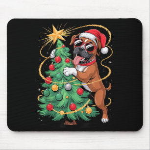 Mousepad Cachorro-Boxer da Árvore de Natal