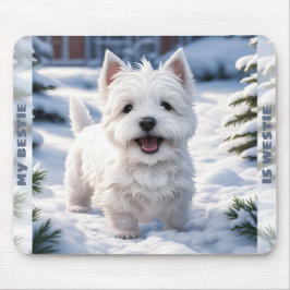 Mousepad Cachorro Branco Cachorro Branco Westit Winter Snow