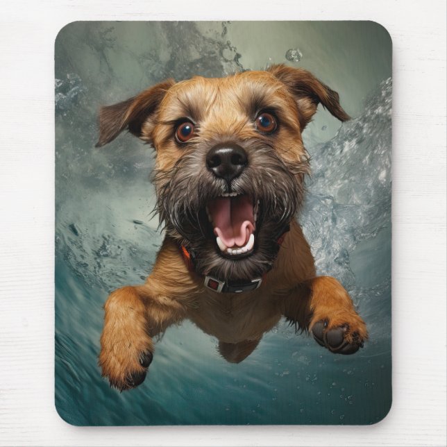 Mousepad Cachorro Brincalhão Nadando Embaixo d'Água Design (Frente)