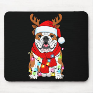 Mousepad Cachorro Bulldog Inglês Árvore Luzes de Natal Pija