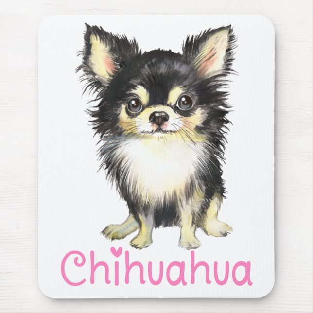 Mousepad Cachorro Cachorro Cachorro Aquarela Longa Cabeça C (Frente)