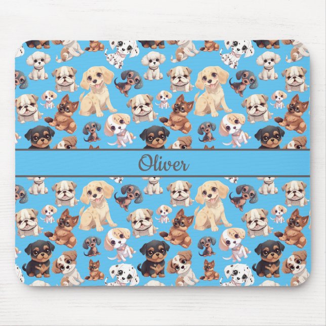 Mousepad Cachorro Cachorro Cachorro Azul (Frente)