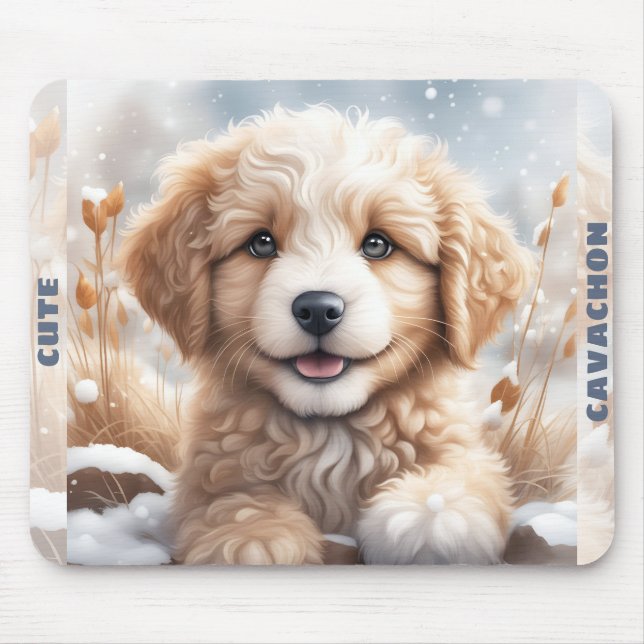 Mousepad Cachorro Cachorro Cachorro Cachorro Cachorro Neve  (Frente)