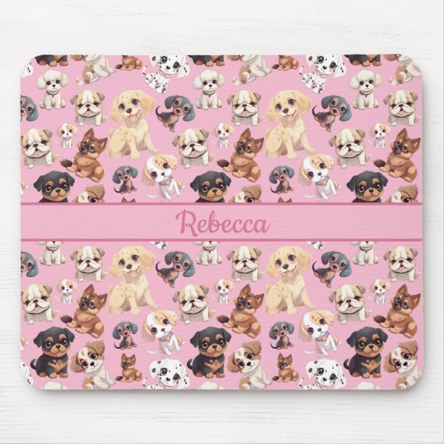 Mousepad Cachorro Cachorro Rosa (Frente)