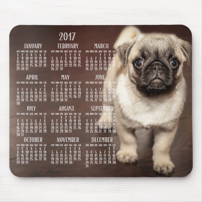 Mousepad Cachorro Calendar 2017 Pad Cute Puppy (Frente)