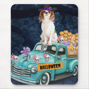 Mousepad Cachorro Cavalier King no Dia das Bruxas Caminhão