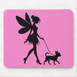 Mousepad Cachorro Chihuahua Caminhando com Fada