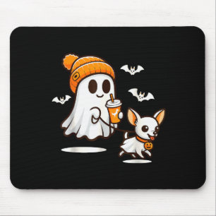 Mousepad Cachorro Chihuahua Fantasma Engraçado Andando Mulh