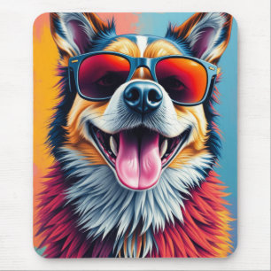 Mousepad Cachorro Colorido com Óculos de Sol
