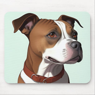 Mousepad Cachorro Com Casaco Marrom e Branco e Coleira