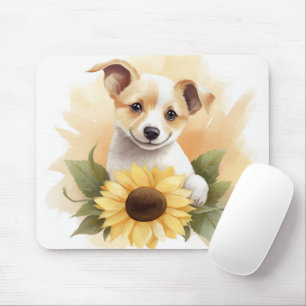 Mousepad Cachorro Com Girassol