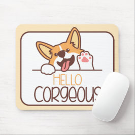 Mousepad Cachorro Corgi Olá Fofo