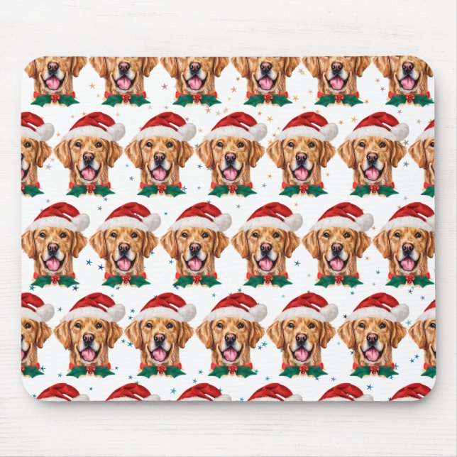 Mousepad Cachorro da Raça Retriever Dourado Natal (Frente)