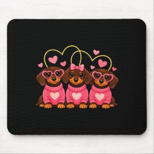 Mousepad Cachorro Dachshund Fofo Dia dos Namorados Coração