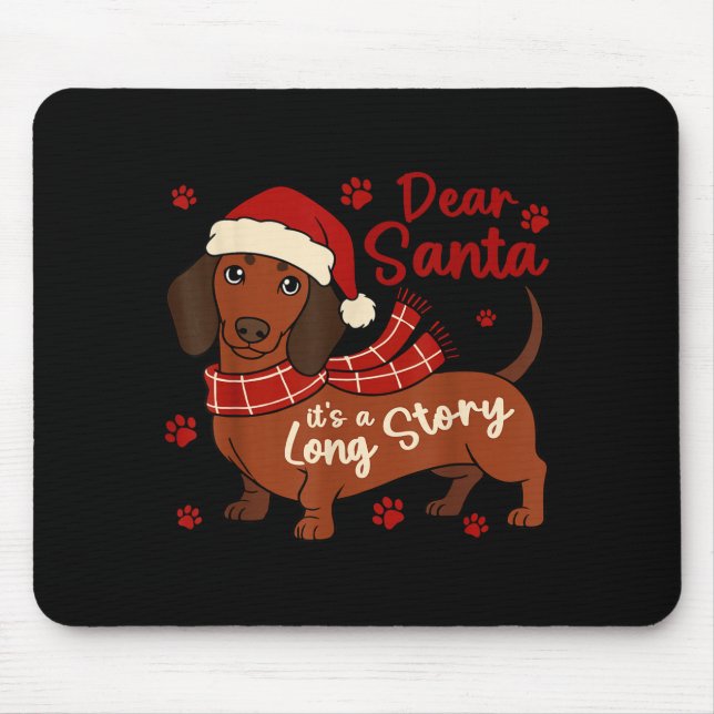Mousepad Cachorro Dachshund Querido Papai Noel É Uma Longa  (Frente)