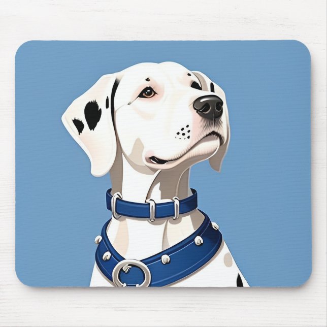 Mousepad Cachorro Dalmático Com Colar Azul (Frente)