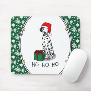 Mousepad Cachorro Dalmático Natal Santa Hat (preto 1)