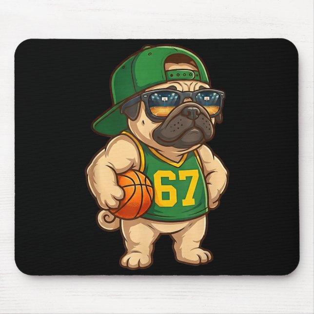 Mousepad Cachorro de Basquete Pug 67 Gíria Geração Alpha Sr (Frente)