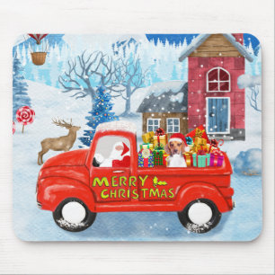 Mousepad Cachorro de Beagle na Neve dos Caminhões de Natal