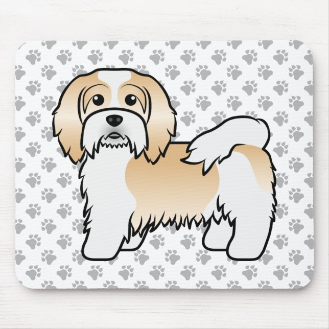 Mousepad Cachorro De Cartoon Cento E Branco Havanês (Frente)