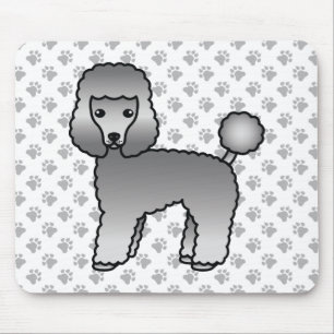 Mousepad Cachorro de Cartoon de Poodle com cinza